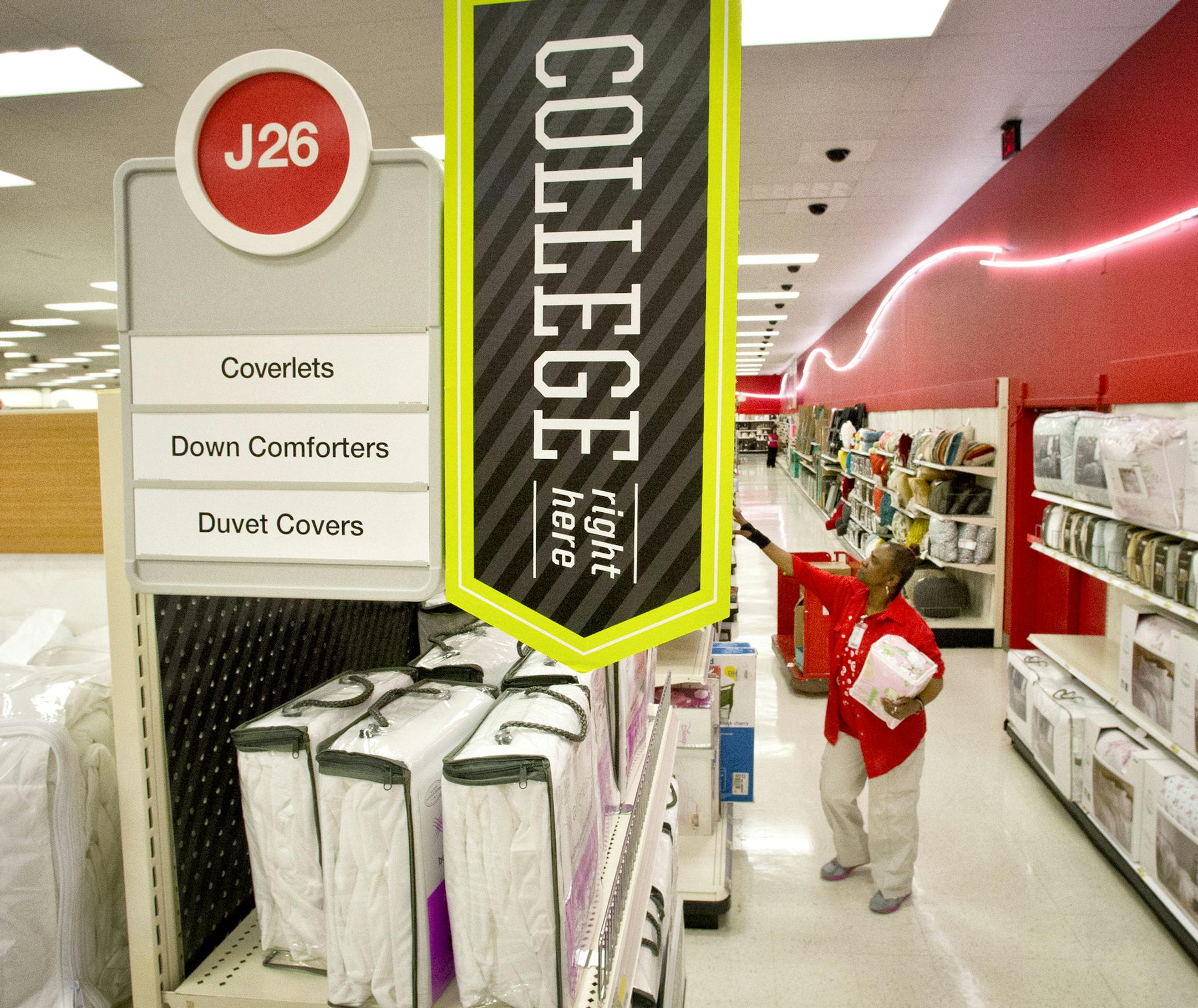 College-oriented merchandise lined the aisles at the Target store on Nicollet Mall in Minneapolis last week.