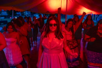 Students took to the dance floor during the first annual Native Prom at South High School in Minneapolis.