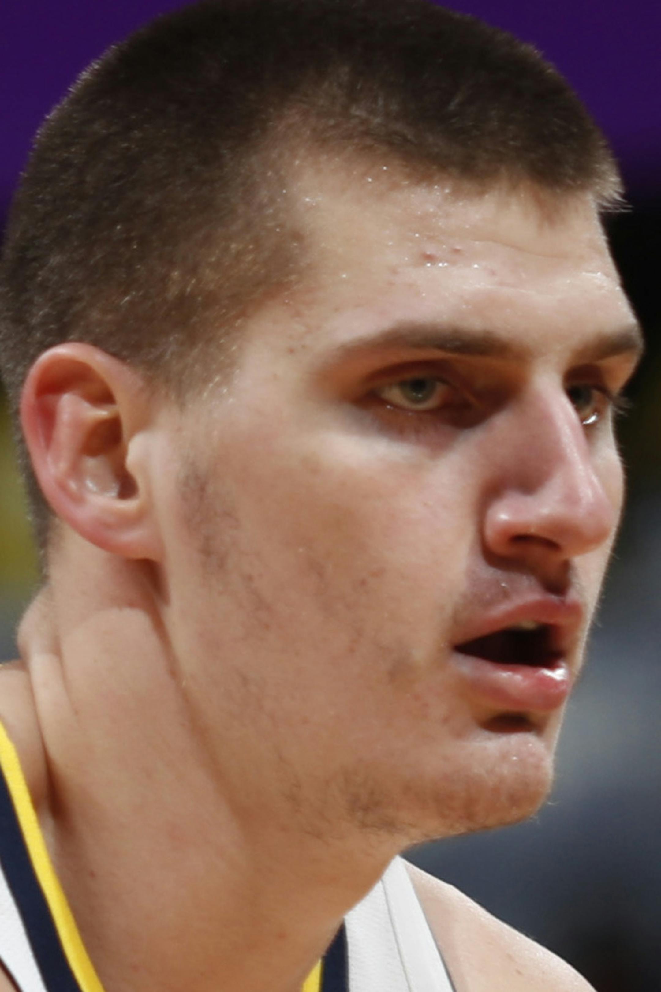 Denver Nuggets center Nikola Jokic (15) in the second half of an NBA basketball game Wednesday, Dec. 20, 2017, in Denver. The Timberwolves won 112-104. (AP Photo/David Zalubowski)