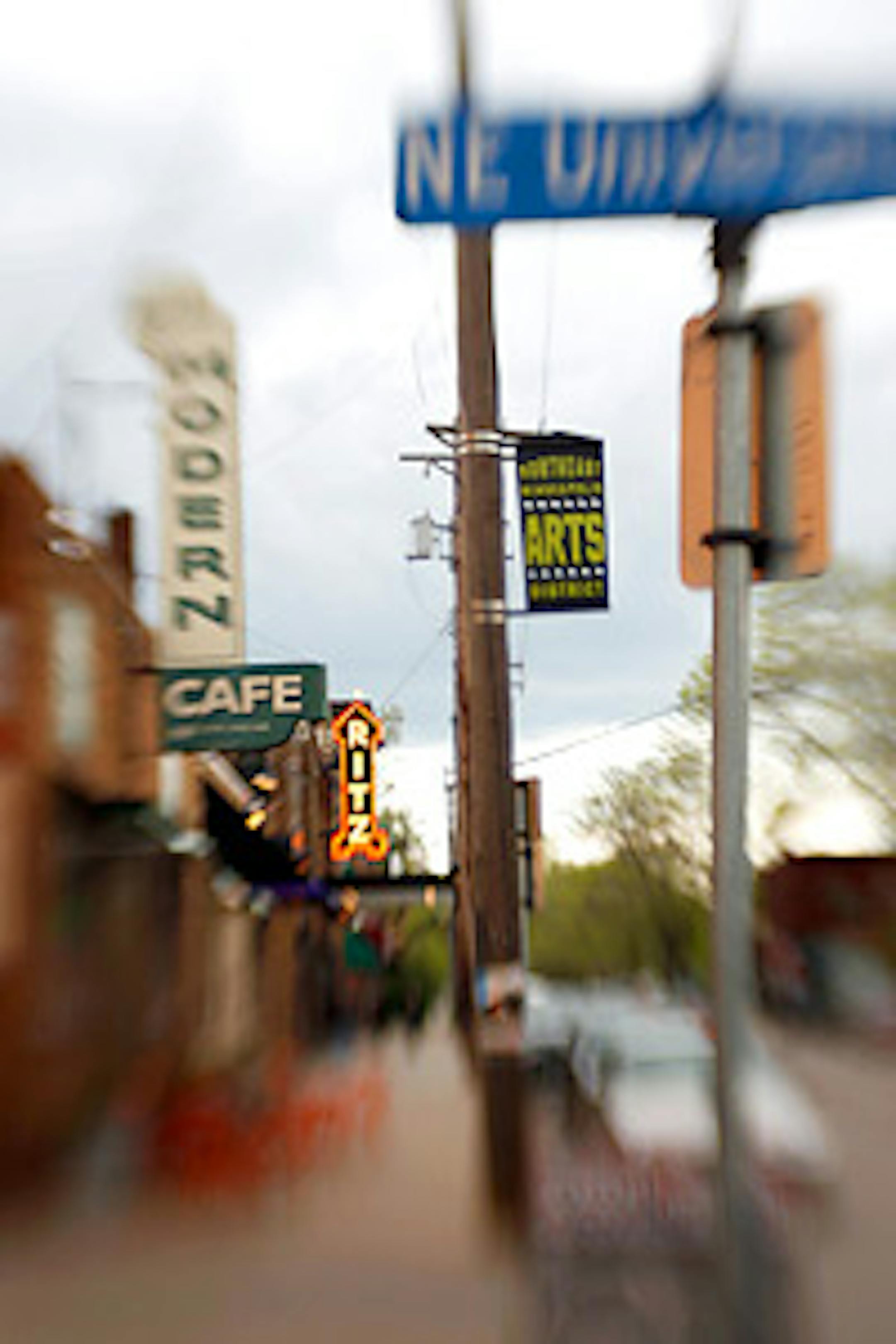 The intersection of 13th Ave and University Ave in Northeast Minneapolis.