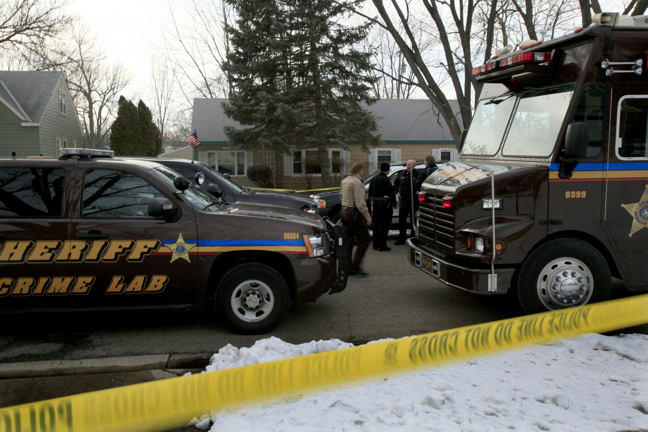 Police at the stabbing scene at 7338 Elliot Avenue South in Richfield.
