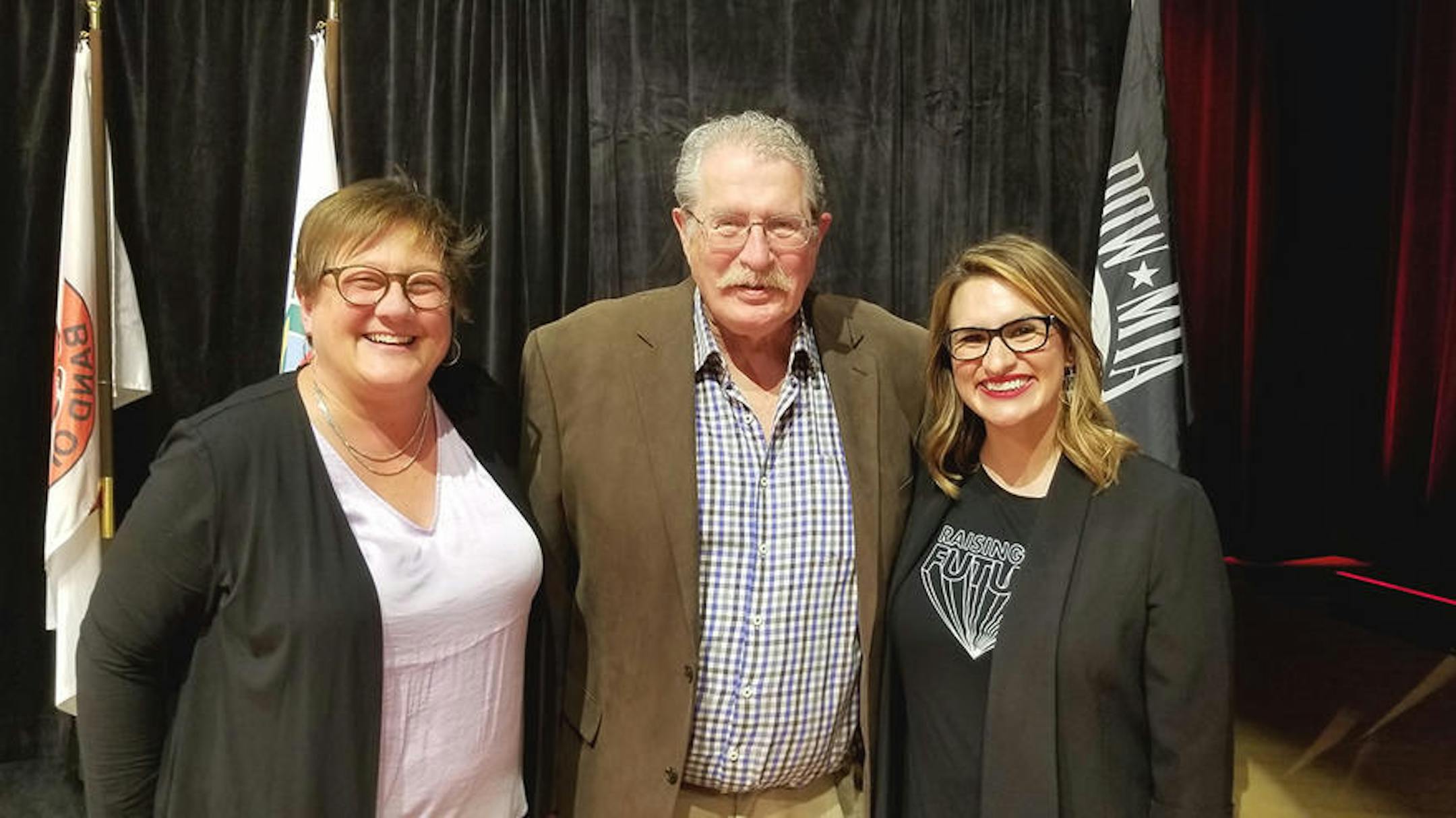 From left, University of Minnesota Duluth College of Education and Human Service Professions Dean Jill Pinkney Pastrana, professor David Beaulieu, and Lt. Gov. Peggy Flanagan at the National Indian Education Association convention in Minneapolis last month. Beaulieu was given a lifetime achievement award at the event and a scholarship fund was started in his name.