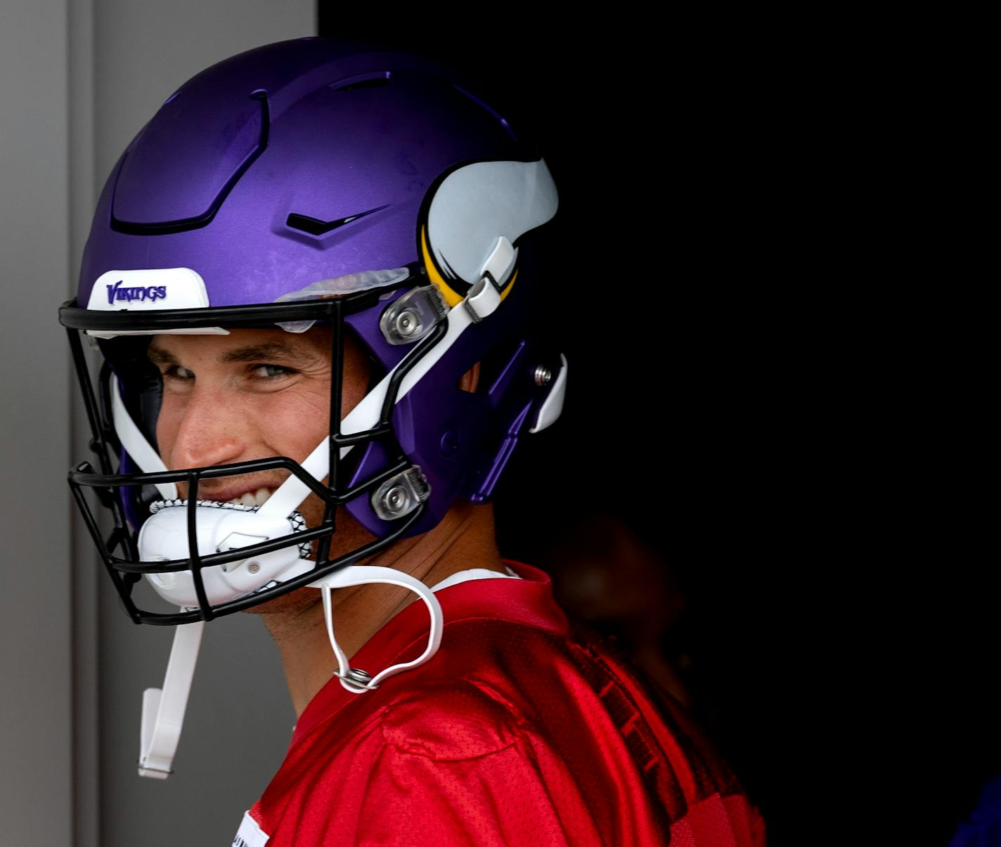 Minnesota Vikings quarterback Kirk Cousins (8) walked out for practice Thursday, July 27, 2023, at TCO Performance Center in Eagan, Minn. ] CARLOS GONZALEZ • carlos.gonzalez@startribune.com