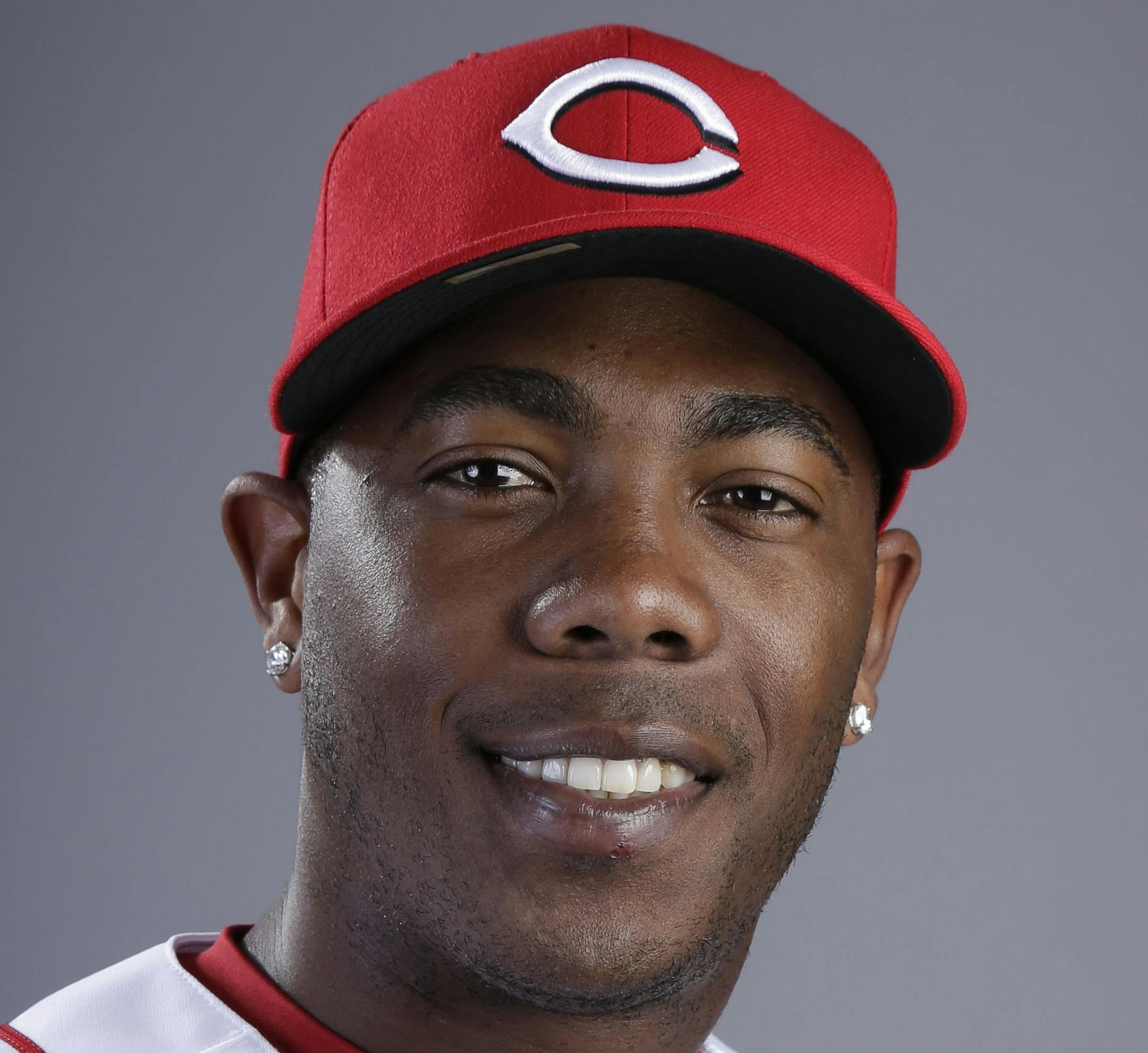This is a 2014 photo of Aroldis Chapman of the Cincinnati Reds baseball team. This image reflects the Reds active roster as of Thursday, Feb. 20, 2014, when this image was taken. (AP Photo/ Gregory Bull) ORG XMIT: AZGB101