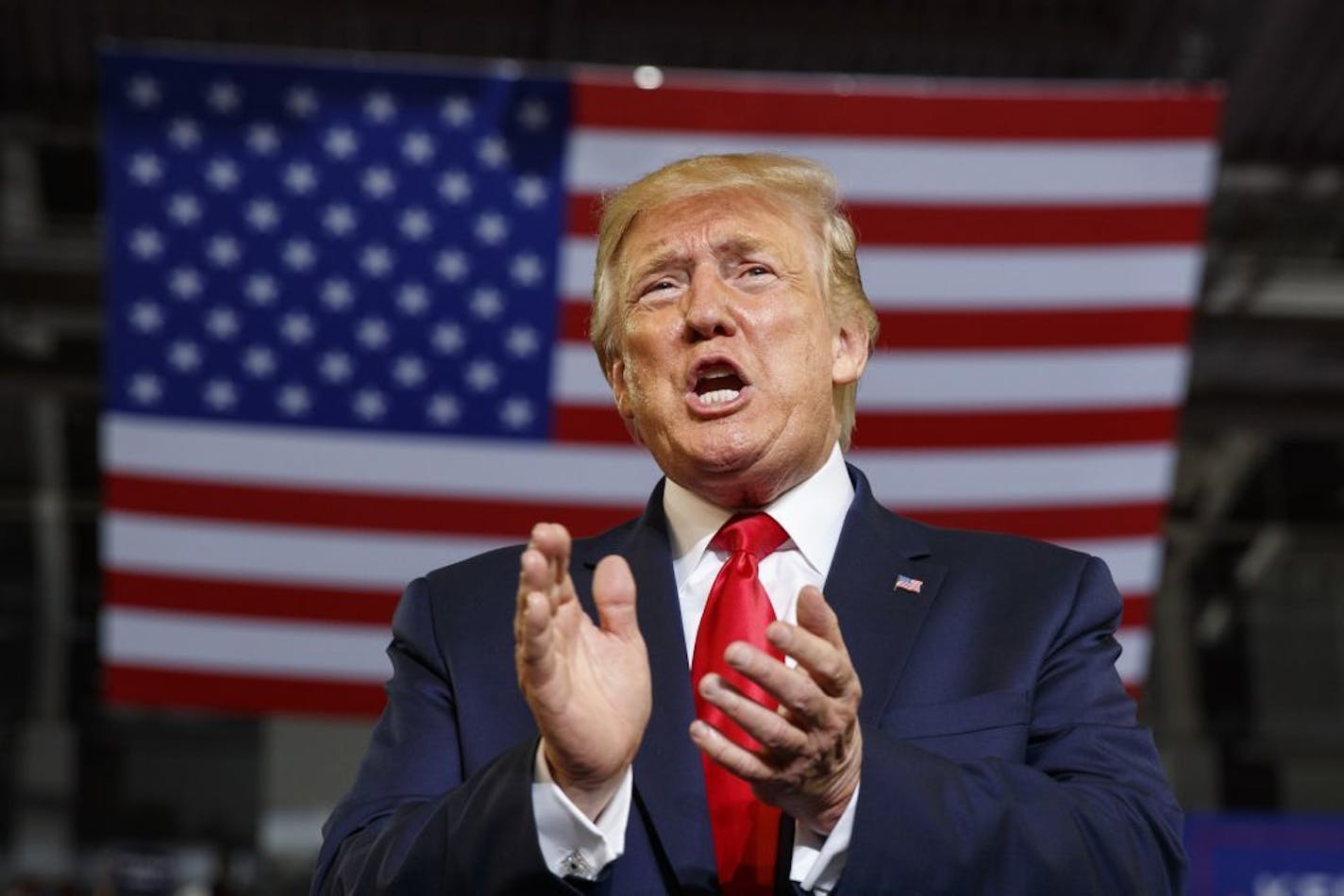 President Donald Trump arrived at a campaign rally at Williams Arena in Greenville, N.C., on Wednesday night.