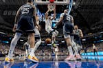 Timberwolves center Rudy Gobert dunks the ball in the second half of Game 4 of the Western Conference finals.
