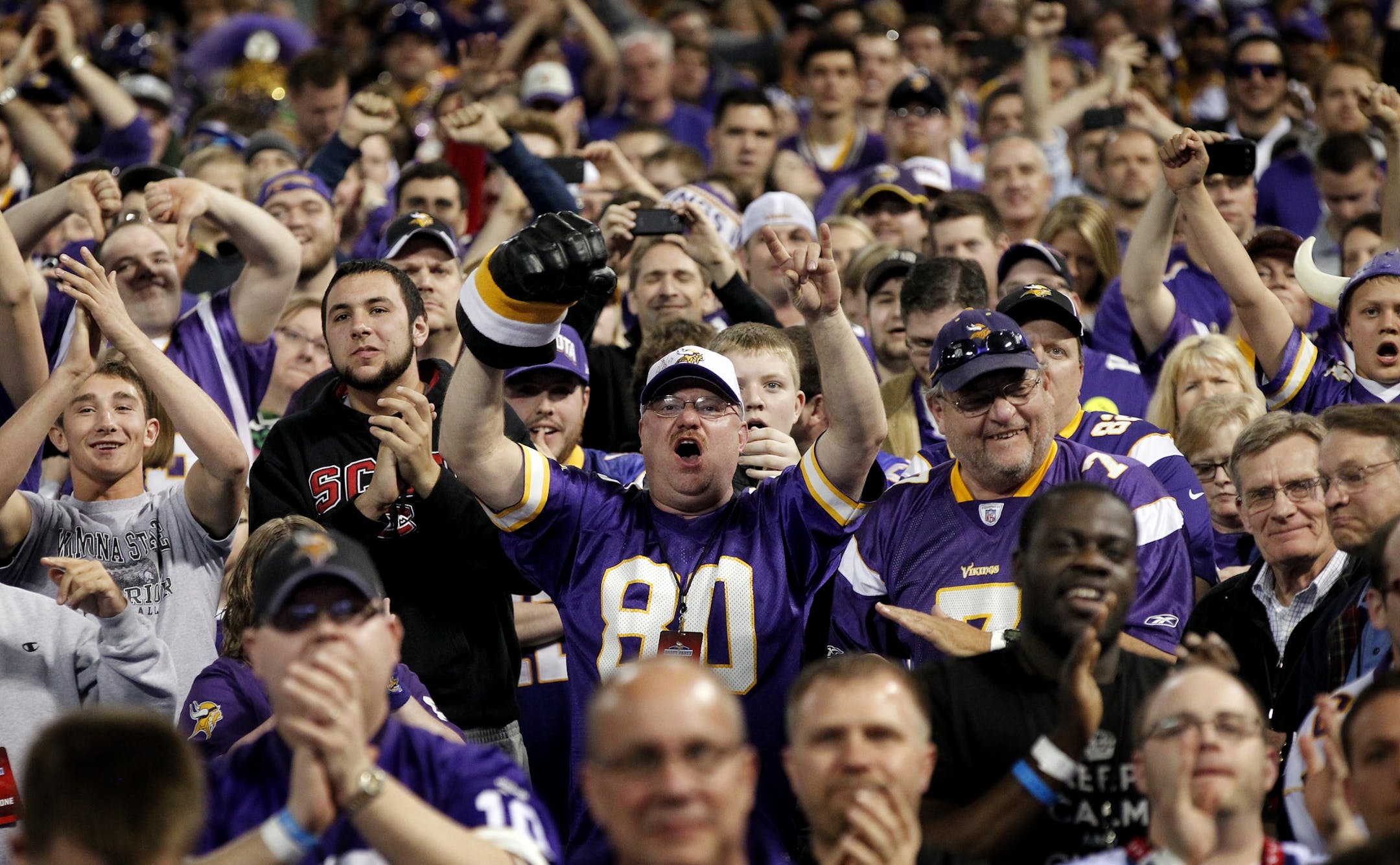 Minnesota Vikings fans reacted to announcement of the Vikings selecting Sharrif Floyd during the Vikings draft party at The Metrodome on Thursday. Sharrif Floyd defensive tackle of Florida was selected 23 rd overall.