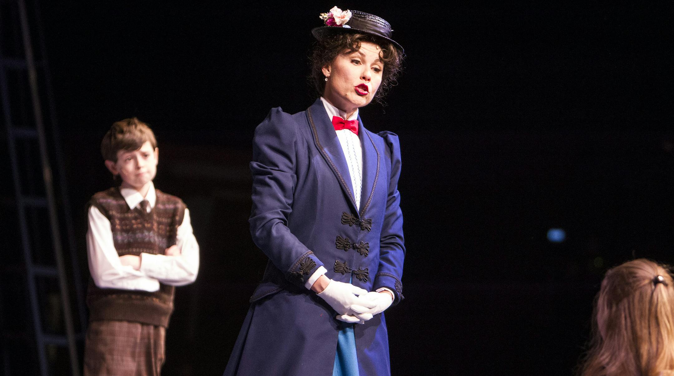 Ann Michels portrays the title character in "Mary Poppins" during dress rehearsal at Chanhassen Dinner Theatres February 26, 2015. (Courtney Perry/Special to the Star Tribune)