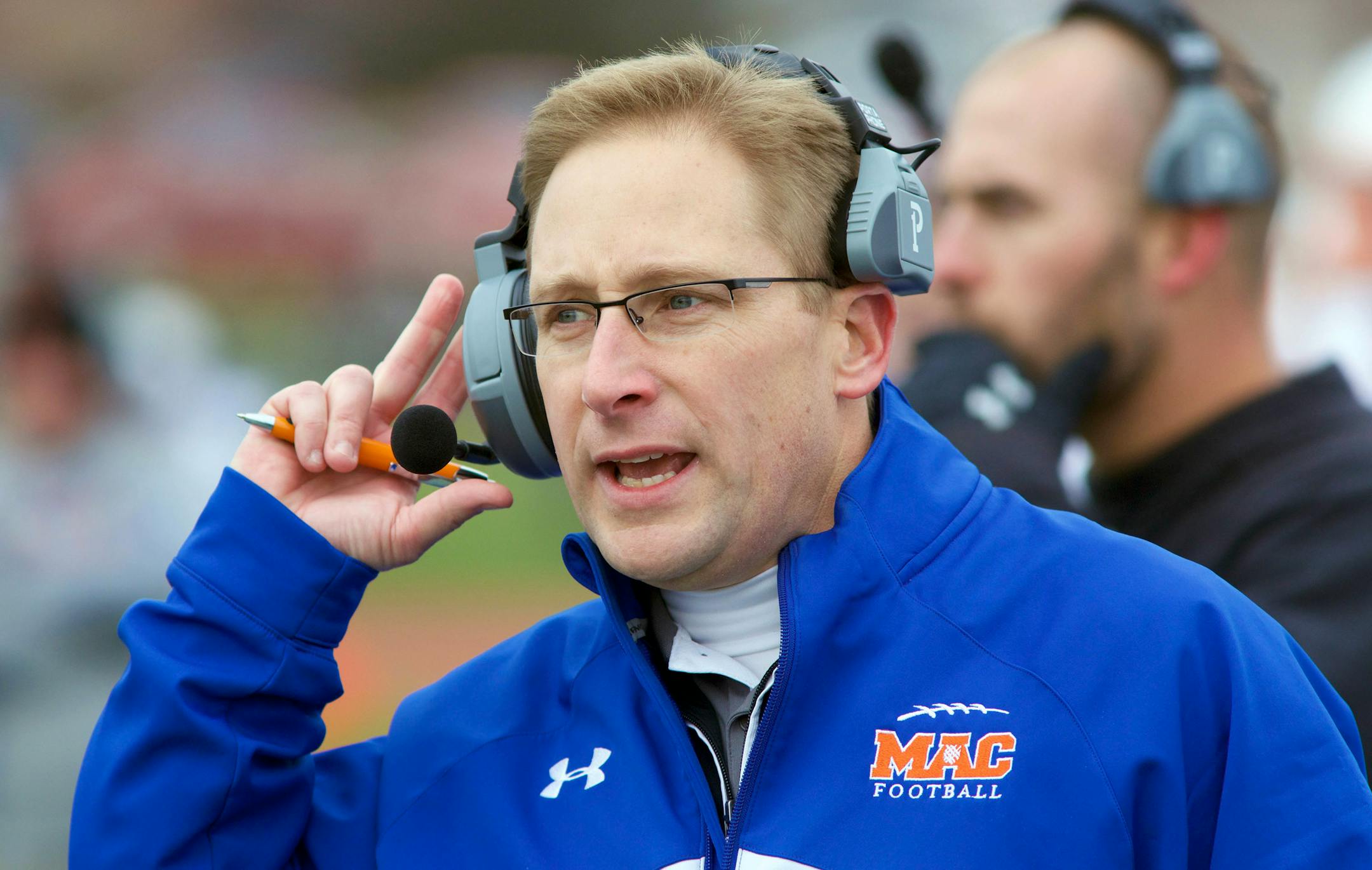 First half Macalester College defeats Illinois College - coach Tony Jennison 30-27 in the Midwest Division championship football game Saturday 15 November 2014 in Jacksonville, Illinois. Photos by Steve of Warmowski Photography http://www.warmowskiphoto.com 217.473.5581 141115