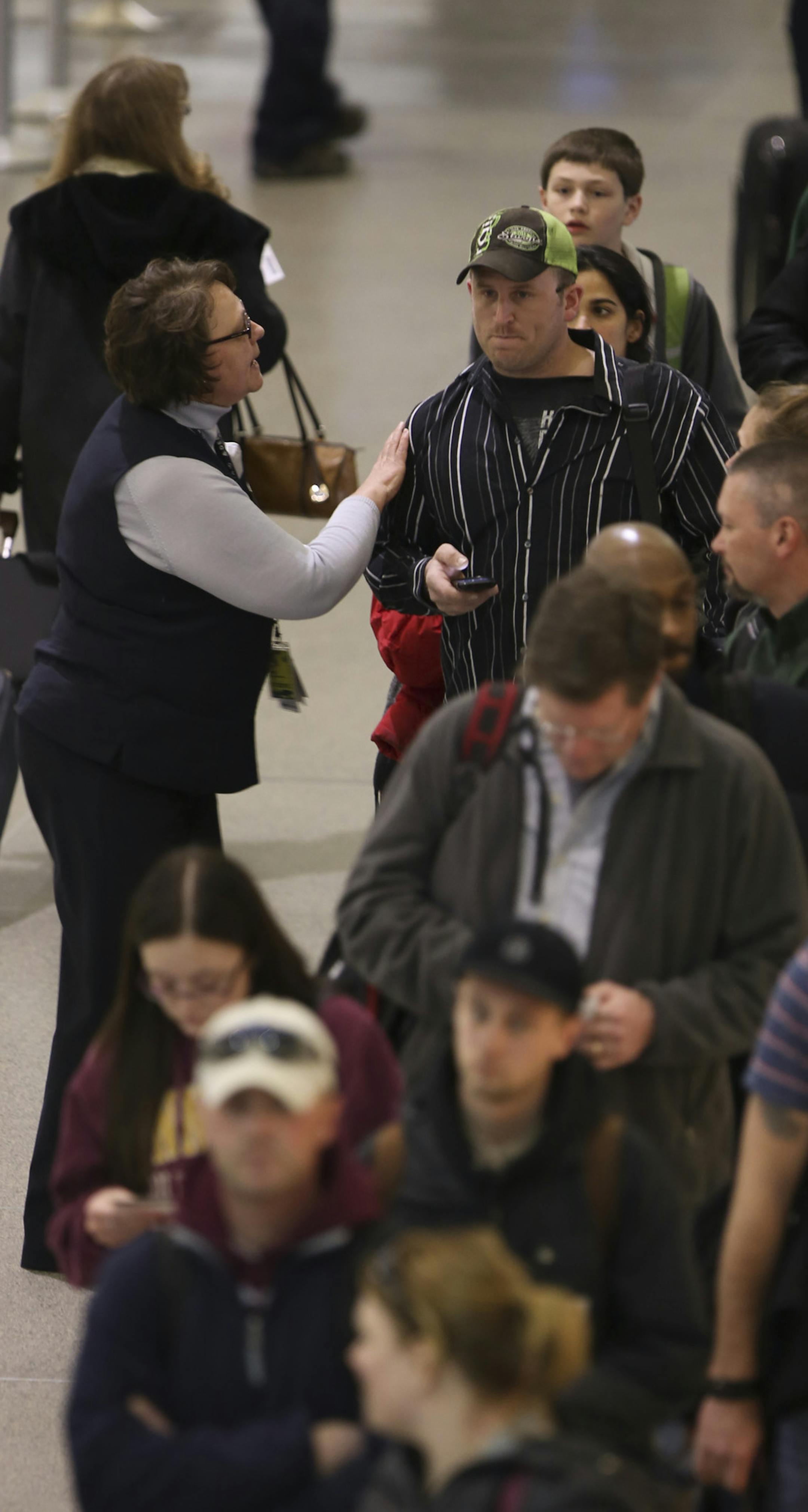 Air travelers waited in a very long line to go through TSA security screening at the airport Wednesday afternoon. ] JEFF WHEELER ‚Ä¢ jeff.wheeler@startribune.com The Metropolitan Airport Commission is telling spring travelers to allow even more time than usual to negotiate parking and security. Lines of travelers waited to go through security in the Lindbergh Terminal at Minneapolis-St. Paul International Airport Wednesday afternoon, March 26, 2014.