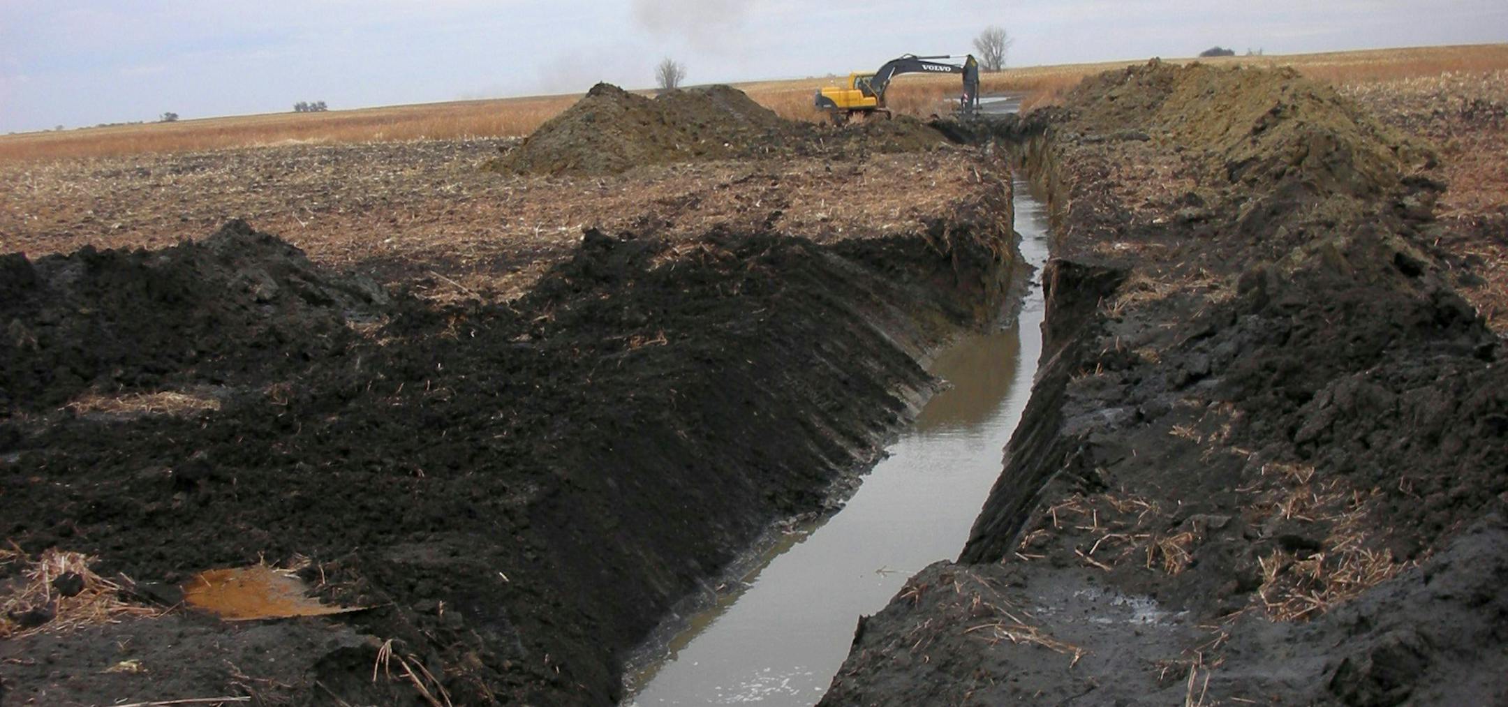 Wetland drainage in North Dakota has accelerated, as this photo taken last fall indicates. Conservationists say there’s widespread loss of wildlife habitat occurring across the prairie pothole region.