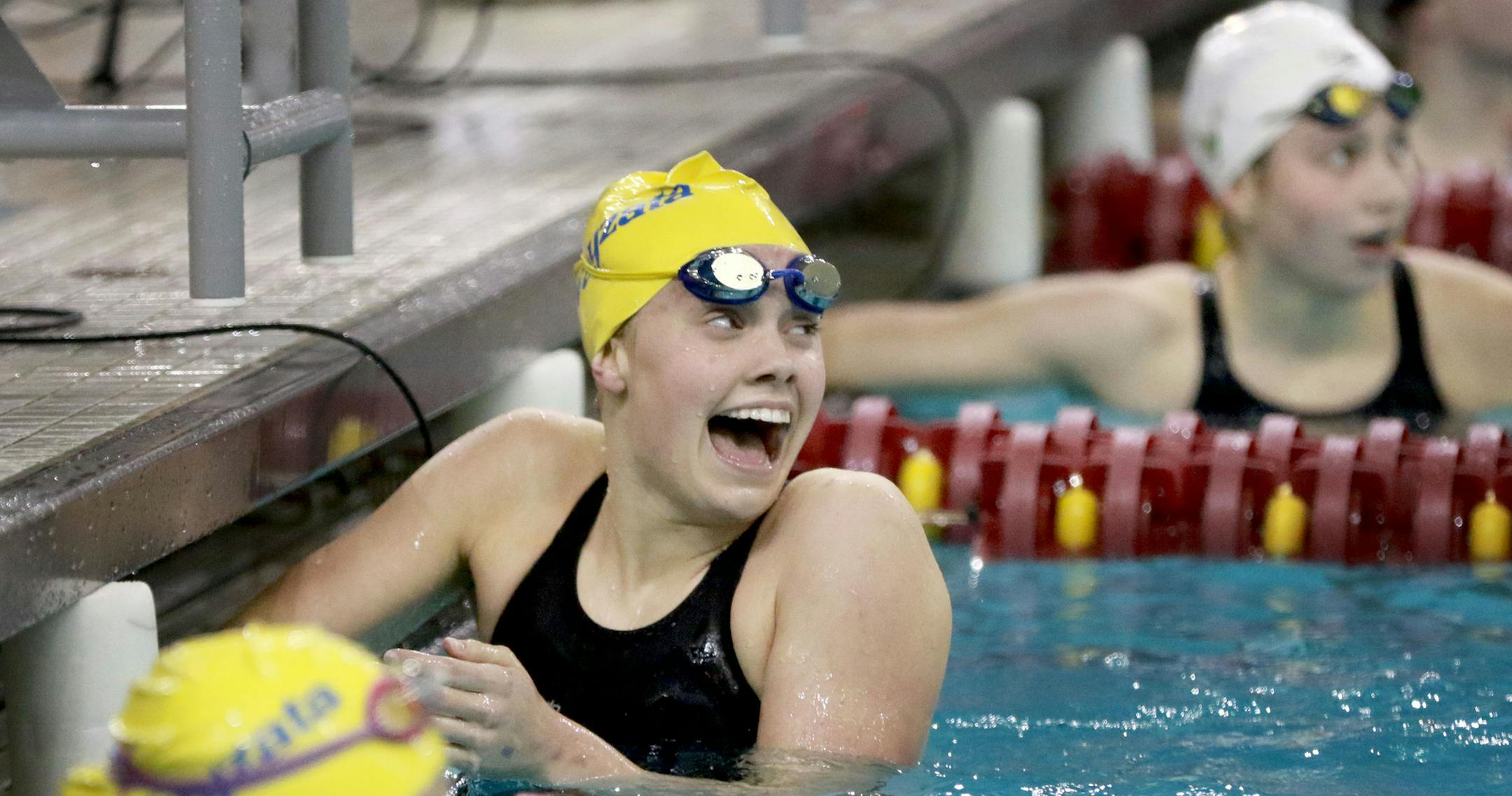 Carly Quast of Wayzata High won the 200 free in a record time of 1:47.33 during the Class 2A high school girls' swimming and diving state meet finals Friday, Nov. 18, at the University of Minnesota Aquatic Center in Minneapolis, MN.] (DAVID JOLES/STARTRIBUNE)djoles@startribune.com Class 2A high school girls' swimming state meet finals