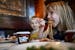Etta Martin, 4, of Minneapolis, ate a heaping fork-full of spaghetti while dining with her little brother, Xavier, 2, and parents at The Old Spaghetti