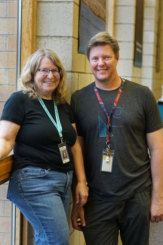 Advisor Jane Tunseth and assistant principal Scott Haisting have been there since the founding of the school.