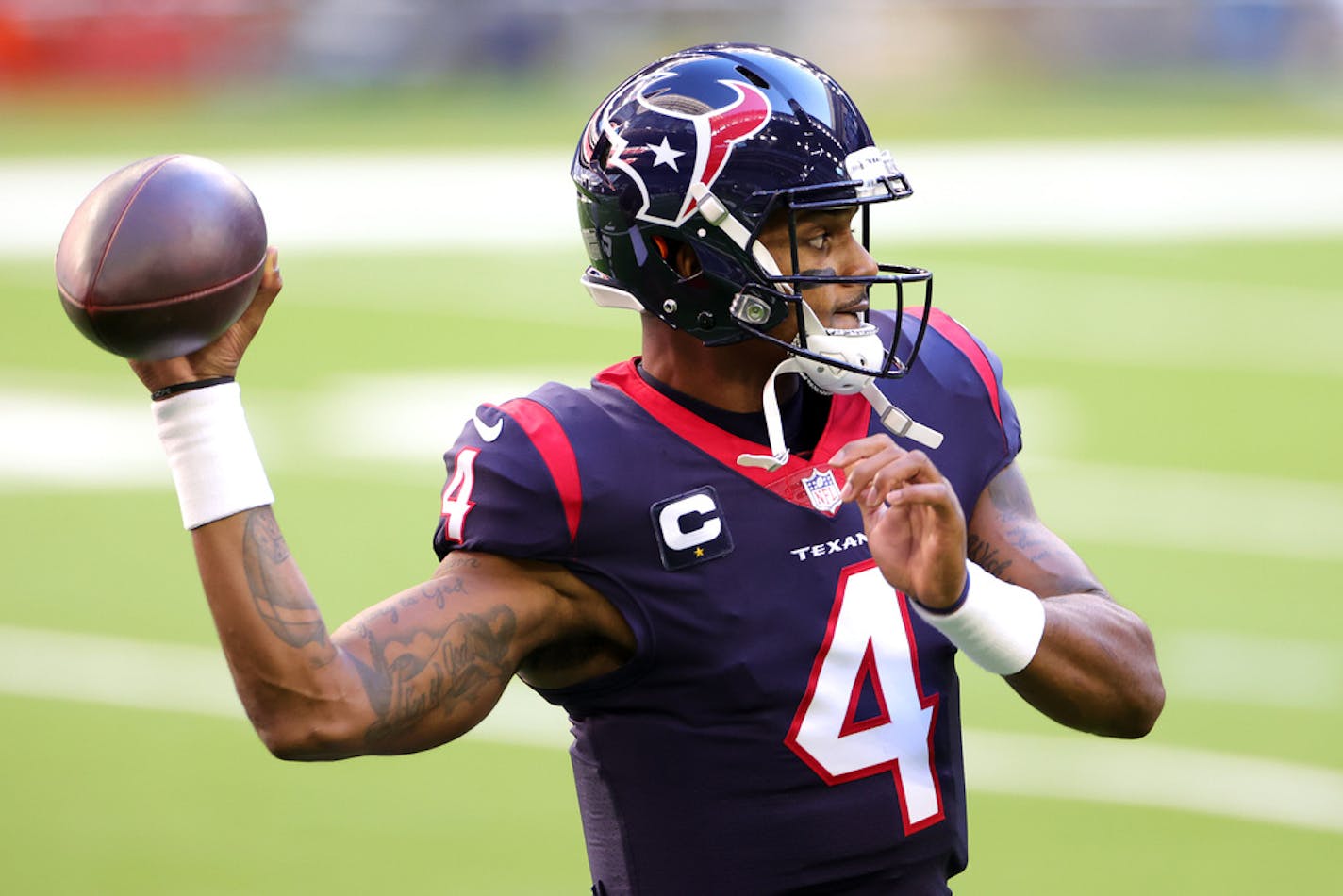 Deshaun Watson #4 of the Houston Texans in action against the Tennessee Titans during a game at NRG Stadium on Jan. 3, 2021 in Houston, Texas. (Carmen Mandato/Getty Images/TNS) ORG XMIT: 7184062W