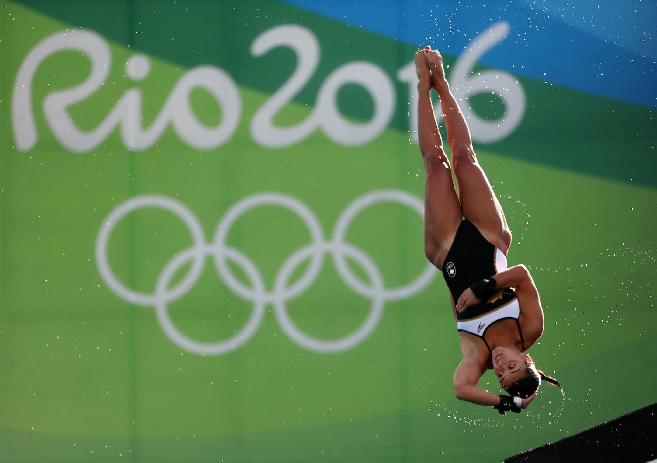 Canada�s Meaghan Benfeito dives in the Women's 10 meter platform diving prelims on Wednesday afternoon.