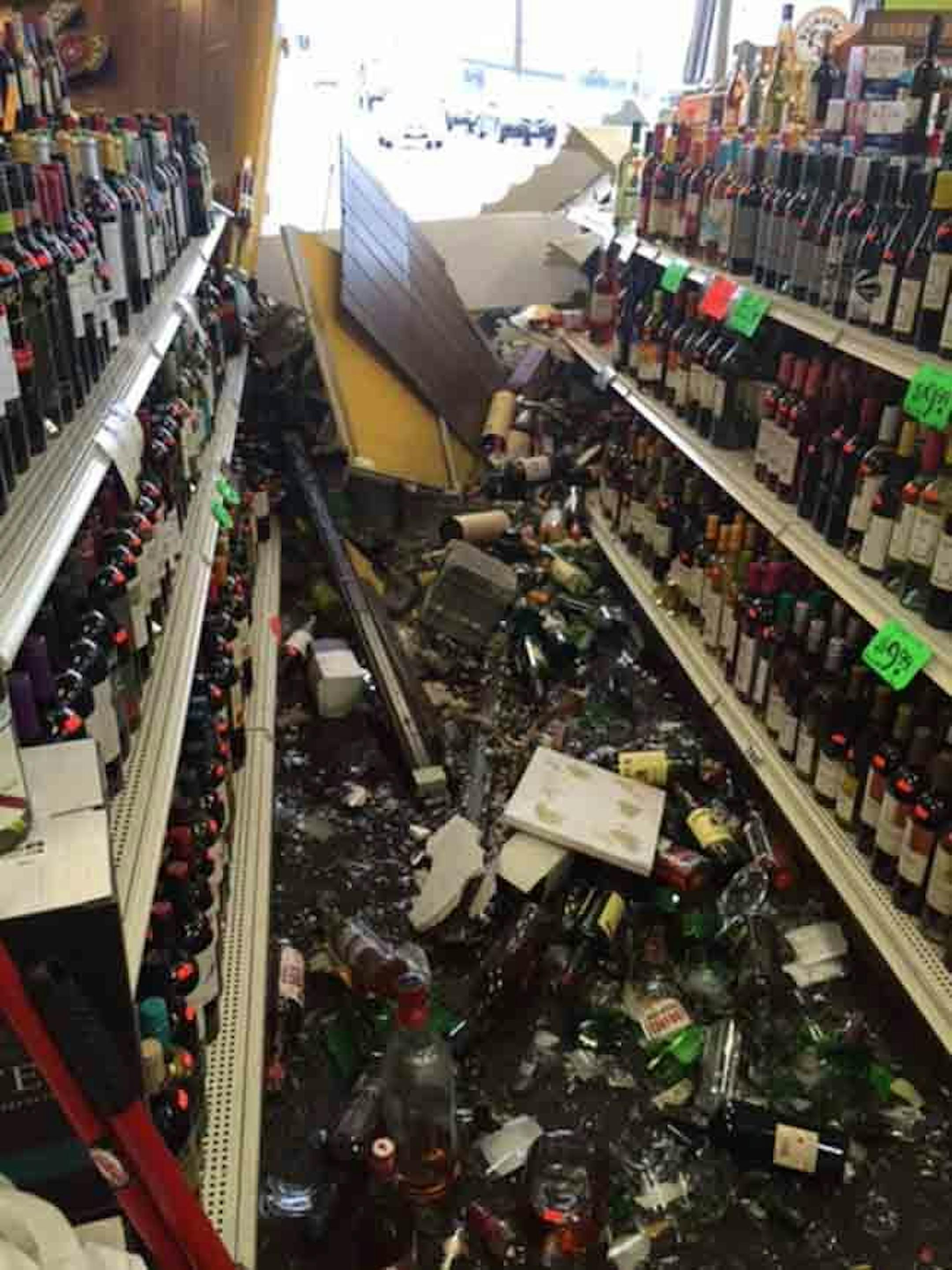 Owner Robert Marget estimated the crash did about $150,000 in damage to his store and merchandise, mainly scotch and whiskey.