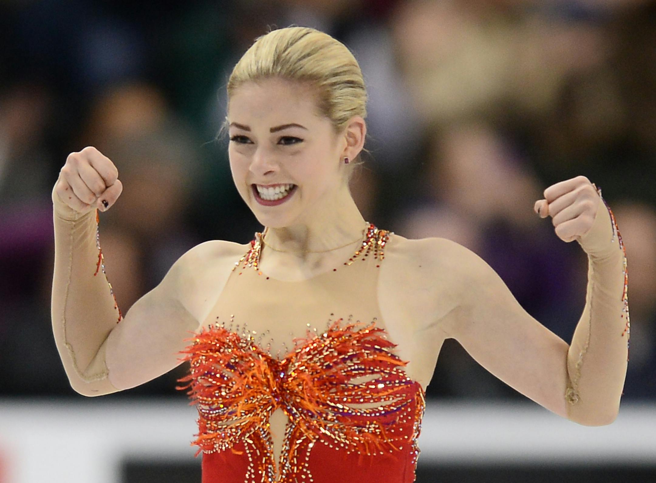 Gracie Gold- First ] (AARON LAVINSKY/STAR TRIBUNE) aaron.lavinsky@startribune.com The Championship Ladies Free Skate Program of the 2016 Prudential U.S. Figure Skating Championships was held at Xcel Energy Center on Saturday, Jan. 23, 2016 in St. Paul, Minn.