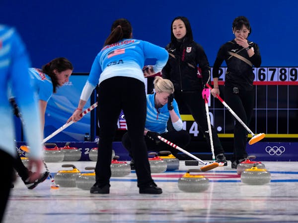 The United States’ Nina Roth reacted after a missed shot during the women’s curling match against Japan on Wednesday in the Beijing Olympics.