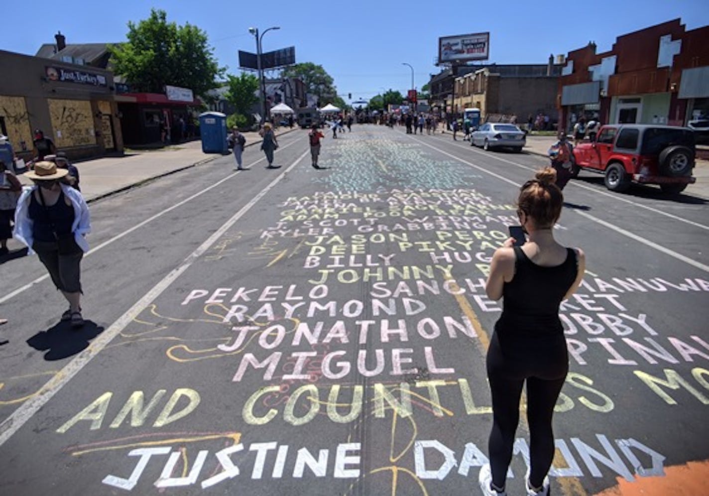 Justine's name has been added to a list of those killed by police that is a part of the memorial to George Floyd near 38th Street and S. Chicago Avenue in Minneapolis, where he was killed.