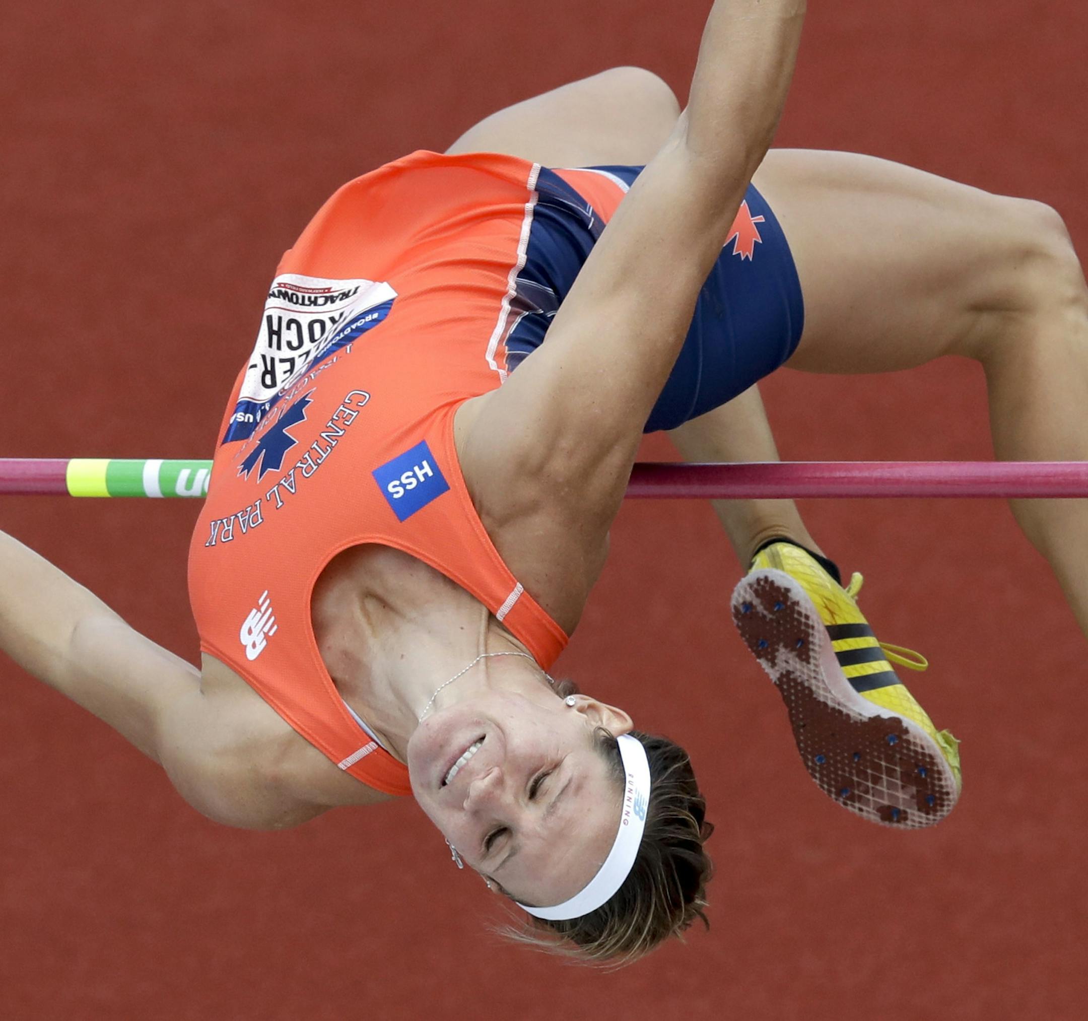 Heather Miller-Koch clears the bar during the heptathlon high jump at the U.S. Olympic Track and Field Trials, Saturday, July 9, 2016, in Eugene Ore. (AP Photo/Marcio Jose Sanchez) ORG XMIT: ORCC109 ORG XMIT: MIN1607091901402985