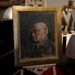 A portrait of the iconic former British Prime Minister Winston Churchill, painted by Graham Sutherland in 1954, on view at Blenheim Palace, Woodstock,