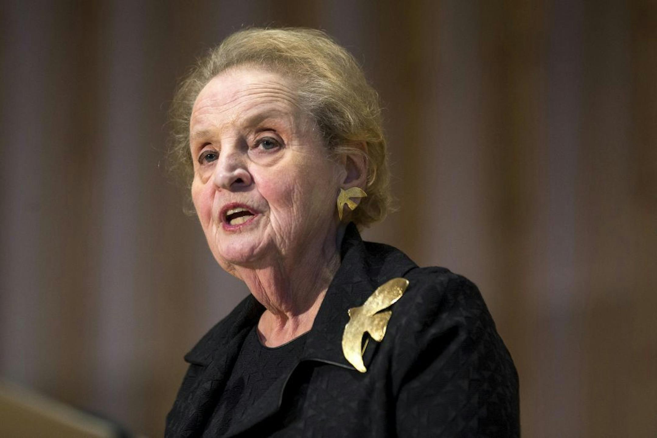 Former U.S. Secretary of State Madeleine Albright speaks during a memorial service for former Israel Prime Minister Shimon Peres at Adas Israel Congregation in Washington, Thursday, Oct. 6, 2016.