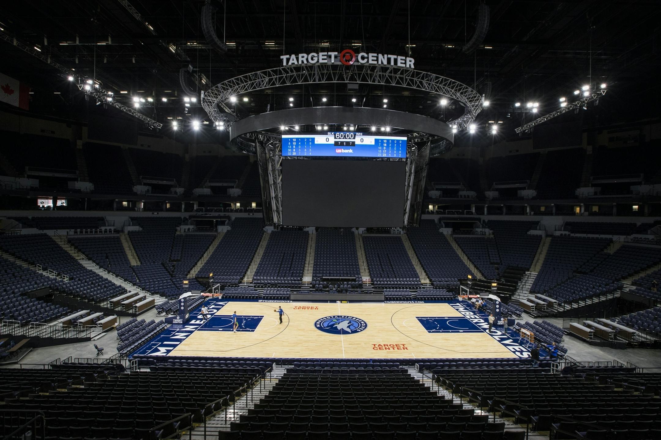 The new basketball court at Target Center.