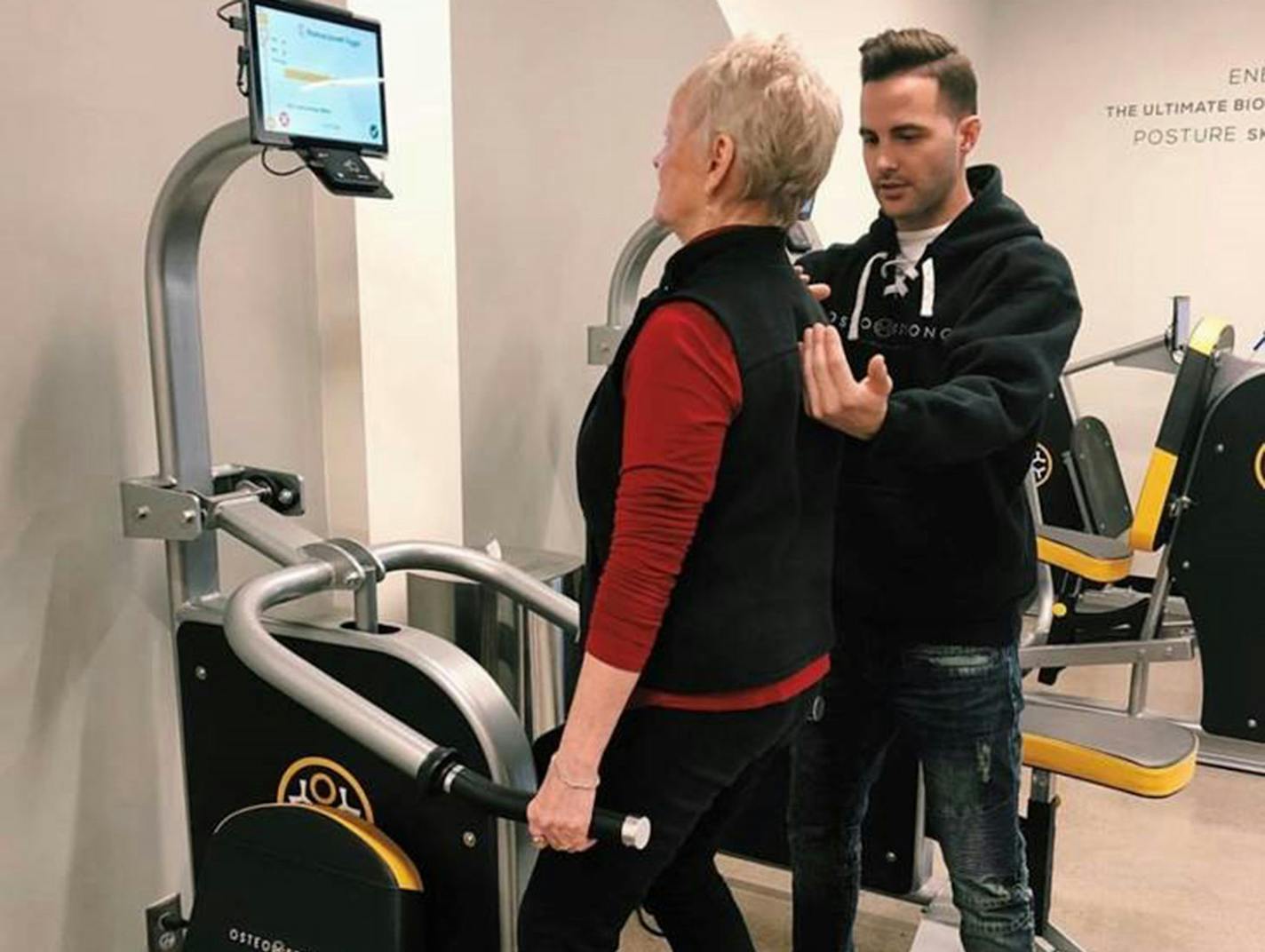 Provided At OsteoStrong, trainers formulate a workout that's intended to help you build not muscle but bone mass. Eden Prairie manager Ryan Dayton works with a client.