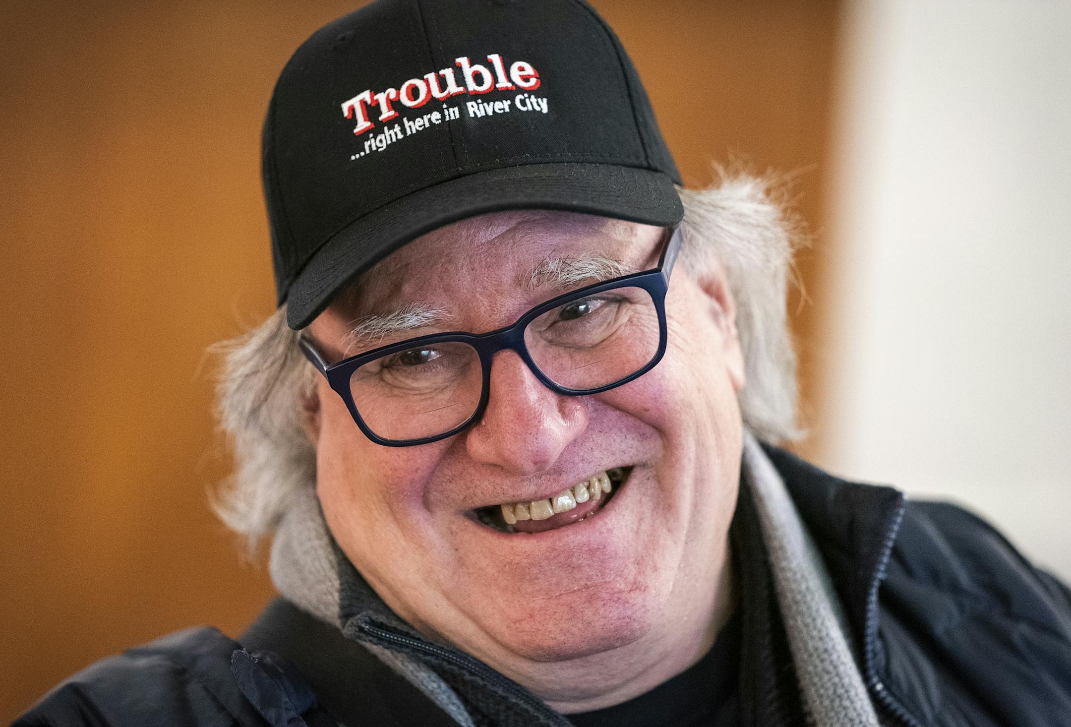 Michael Brindisi, director of Chanhassen Dinner Theatre's "The Music Man," wore a new hat that he purchased at a gift shop in The Music Man Square in Mason City, Iowa. ] LEILA NAVIDI &#x2022; leila.navidi@startribune.com BACKGROUND INFORMATION: The stars of Chanhassen Dinner Theatre's "Music Man" spend the day in Mason City, Iowa, the town that inspired the musical, on Monday, January 27, 2020.