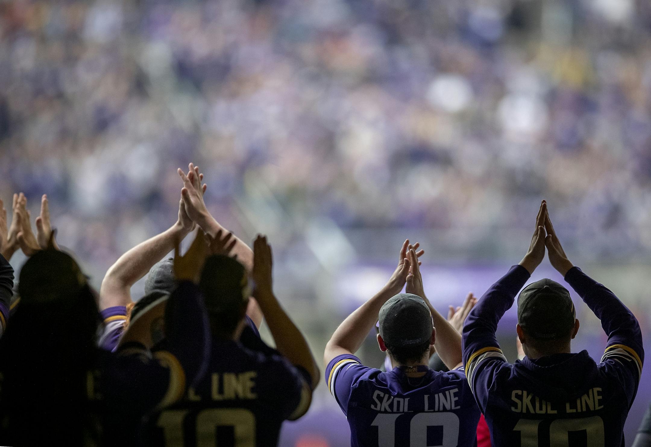 Members of the Skol Line showed their pride with the Skol cheer from the tunnel during halftime.
