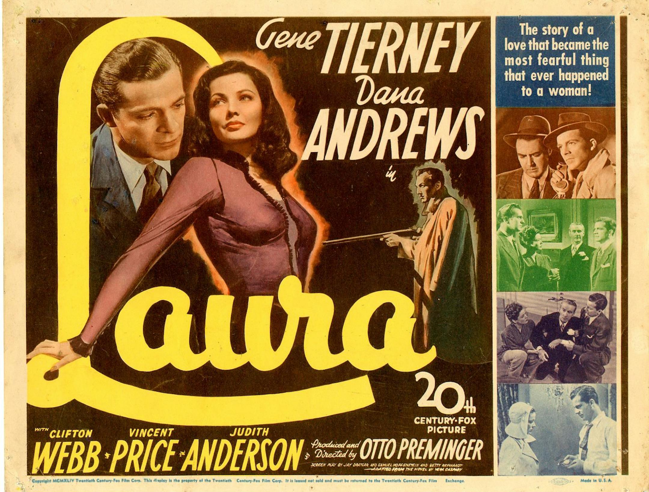 Movie poster for "Laura"