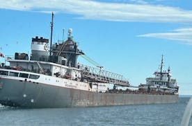 The 689-foot bulk carrier Michipicoten has safely anchored in Thunder Bay, Ontario, after encountering trouble in Lake Superior on Saturday, according