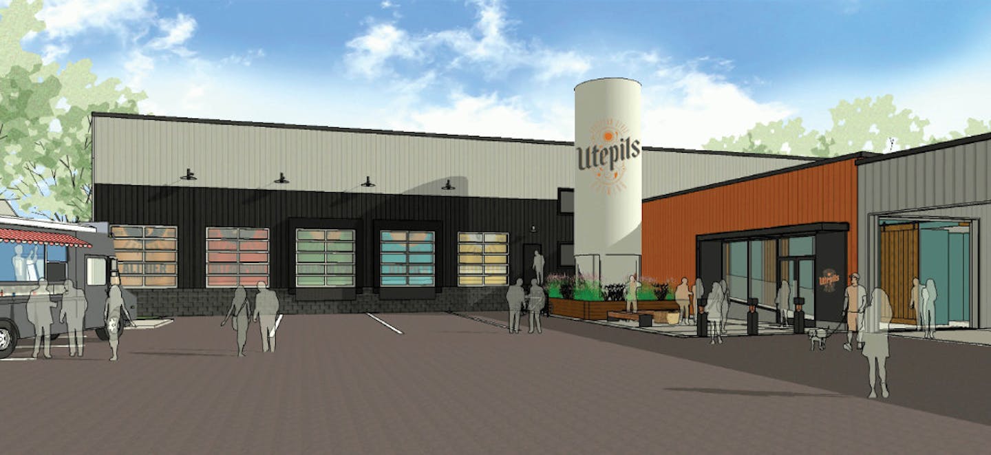 An architect's rendering of Utepils Brewery, a soon-to-be brewery and taproom in Minneapolis.