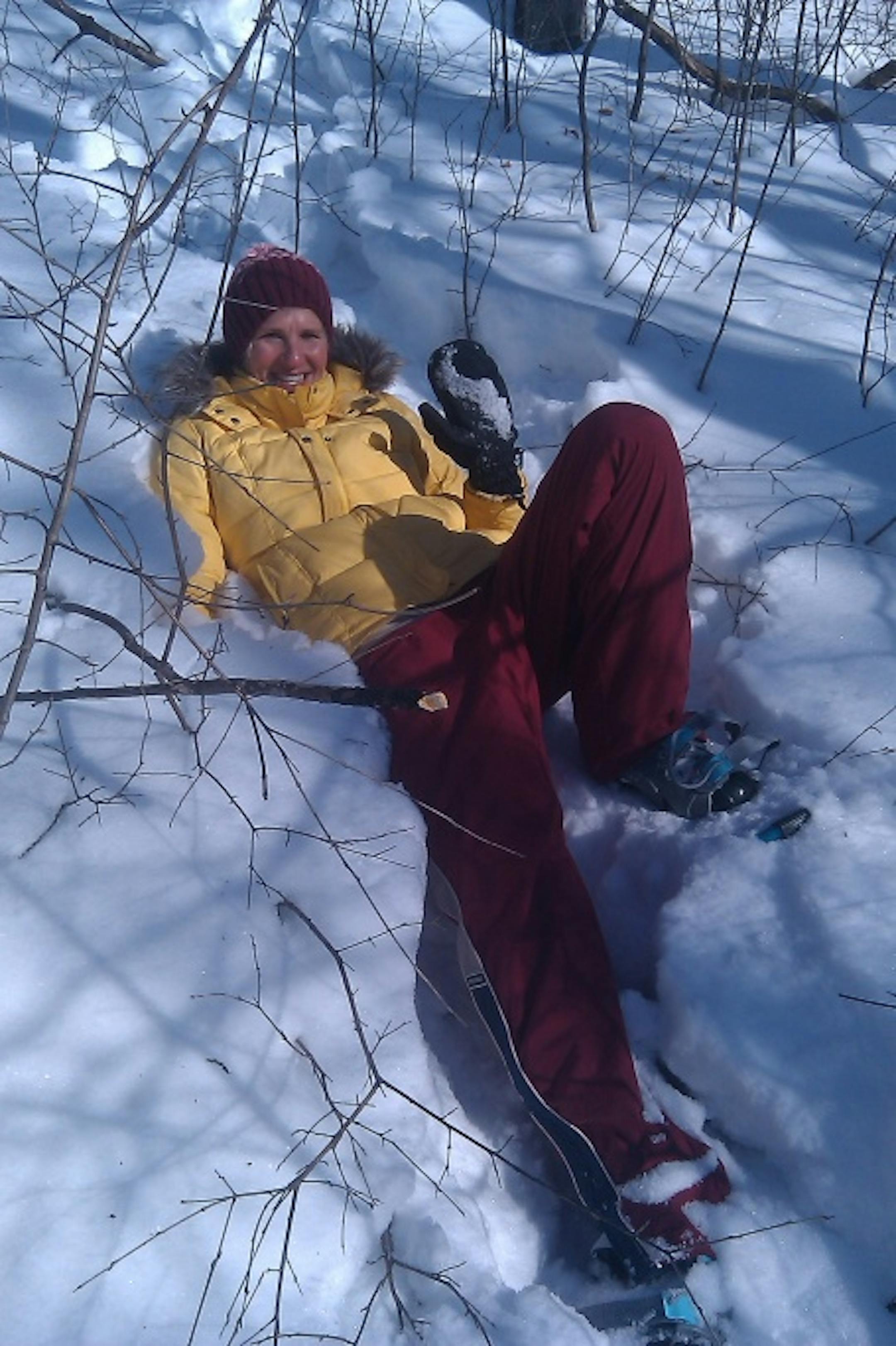 Nothing like falling in fresh snow and getting attacked by trees. All in good fun.