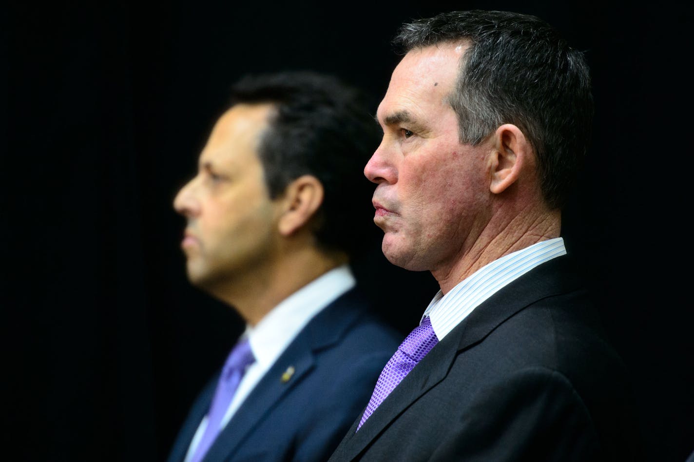 Mark Wilf and Zimmer. Minnesota Vikings today introduced new head coach Mike Zimmer at a news conference at Winter Park. Friday, January 17, 2014. ] GLEN STUBBE * gstubbe@startribune.com