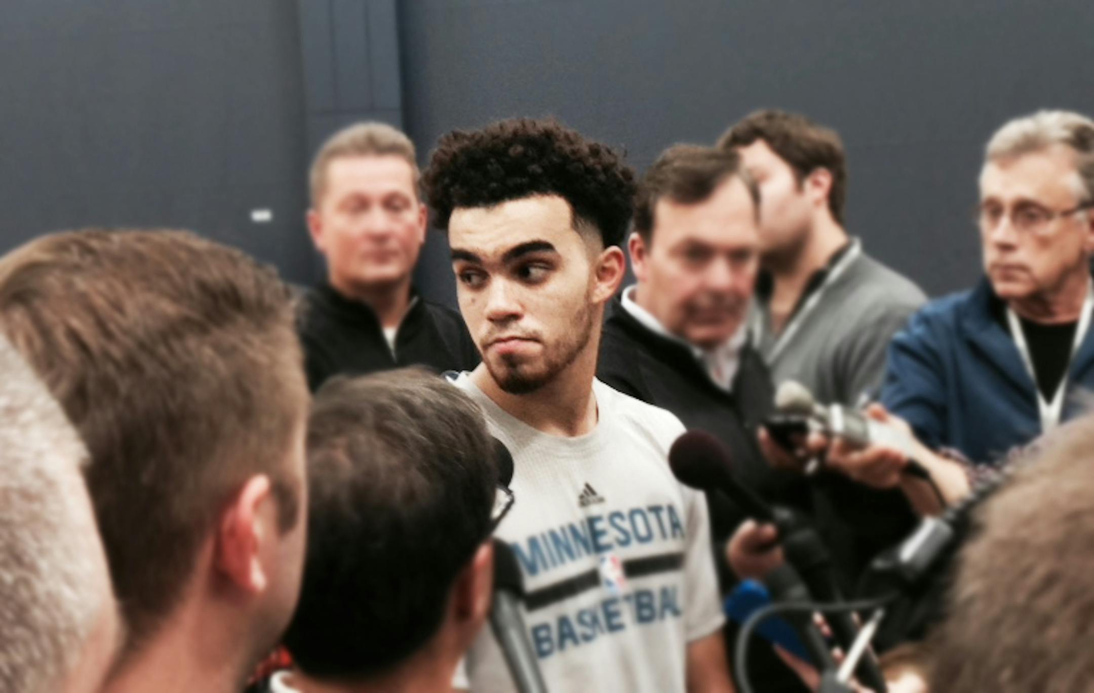 Wolves rookie Tyus Jones talked to the media after Monday's practice about the death of team president and head coach Flip Saunders.