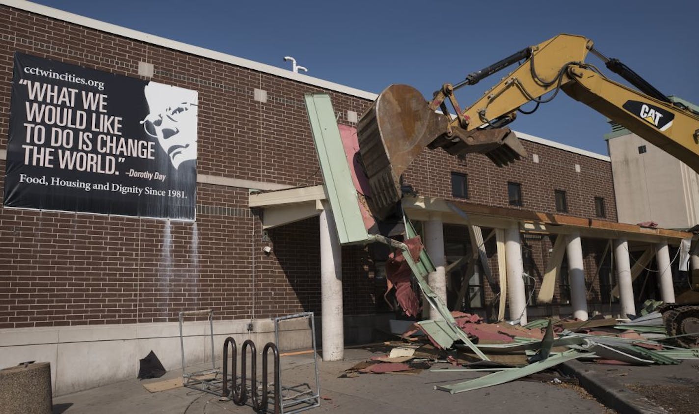 Demolition begun today on the old Dorothy Day Center Wednesday September 13,2017 in St. Paul, MN.