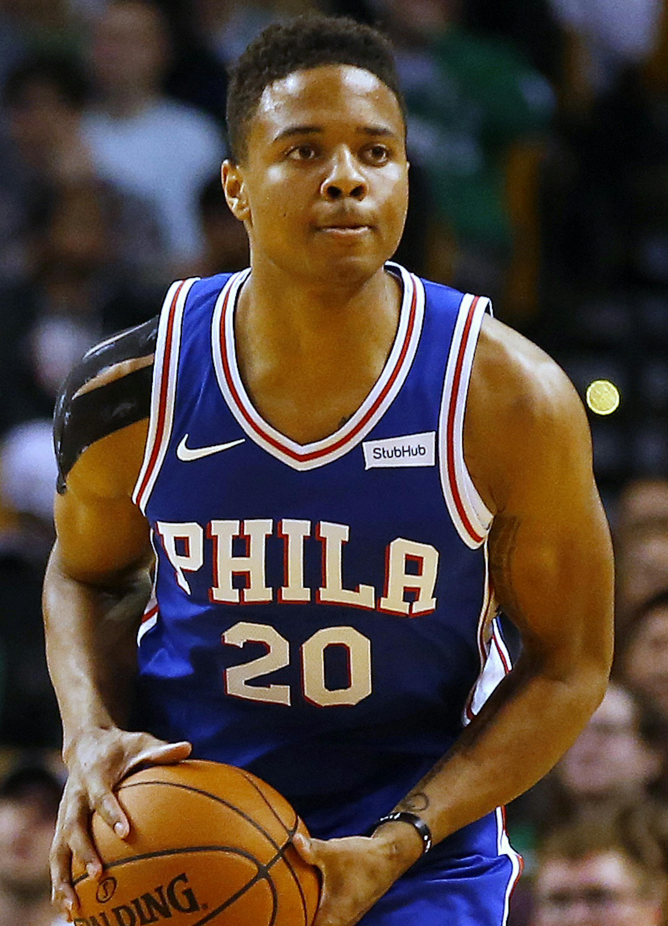 Philadelphia 76ers guard Markelle Fultz during the first quarter of a preseason NBA basketball game against the Boston Celtics in Boston Monday, Oct. 9, 2017. (AP Photo/Winslow Townson) ORG XMIT: BXG10