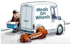 Sack cartoon: Trump budget and Meals on Wheels