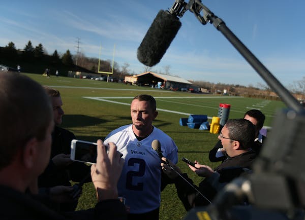 New Vikings kicker Kai Forbath talked to reporters at Winter Park on Wednesday.