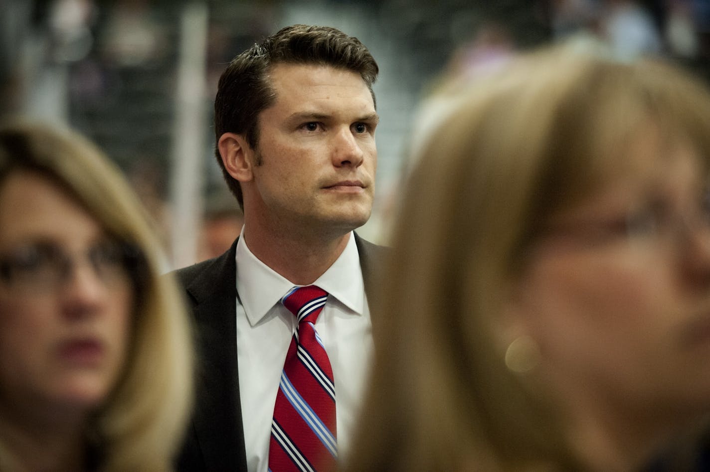 U.S. Senate hopeful Pete Hegseth worked the room at the Minnesota GOP Convention in the St. Cloud Convention Center, Friday, May 18, 2012.