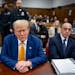 Former U.S. President Donald Trump attends his trial for allegedly covering up hush money payments at Manhattan Criminal Court on May 2, 2024, in New 
