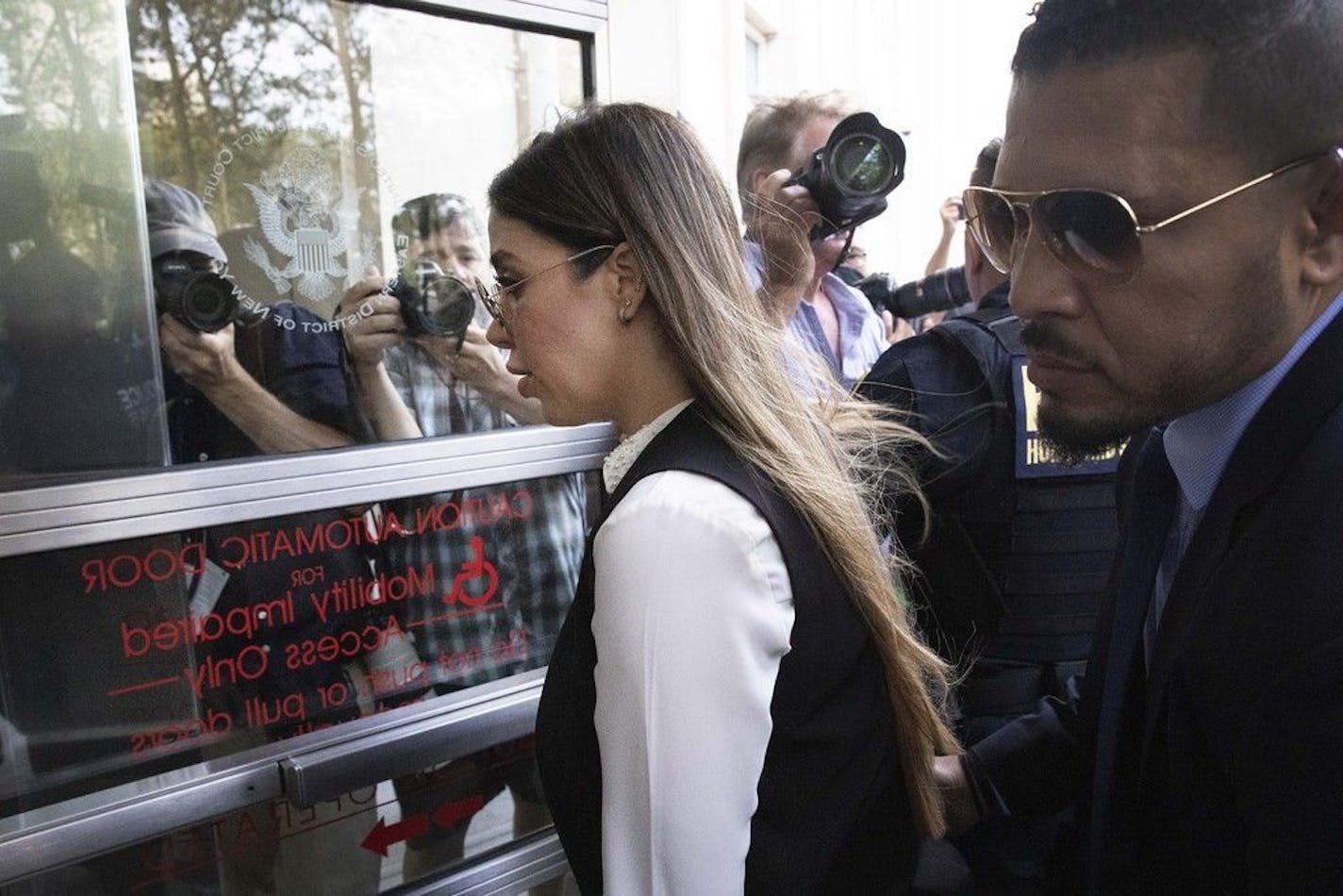 Emma Coronel Aispuro, wife of Mexican drug lord Joaquin "El Chapo" Guzman, arrives for his sentencing at Brooklyn federal court, Wednesday, July 17, 2019 in New York. The 62-year-old Guzman was convicted in February on multiple conspiracy counts in an epic drug-trafficking case.