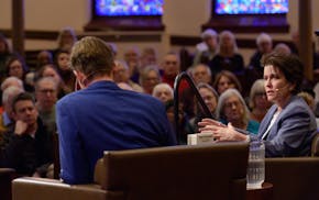 Kara Swisher, right, author of "Burn Book: A Tech Love Story," spoke at the Westminster Town Hall Forum at Westminster Presbyterian Church in Minneapo