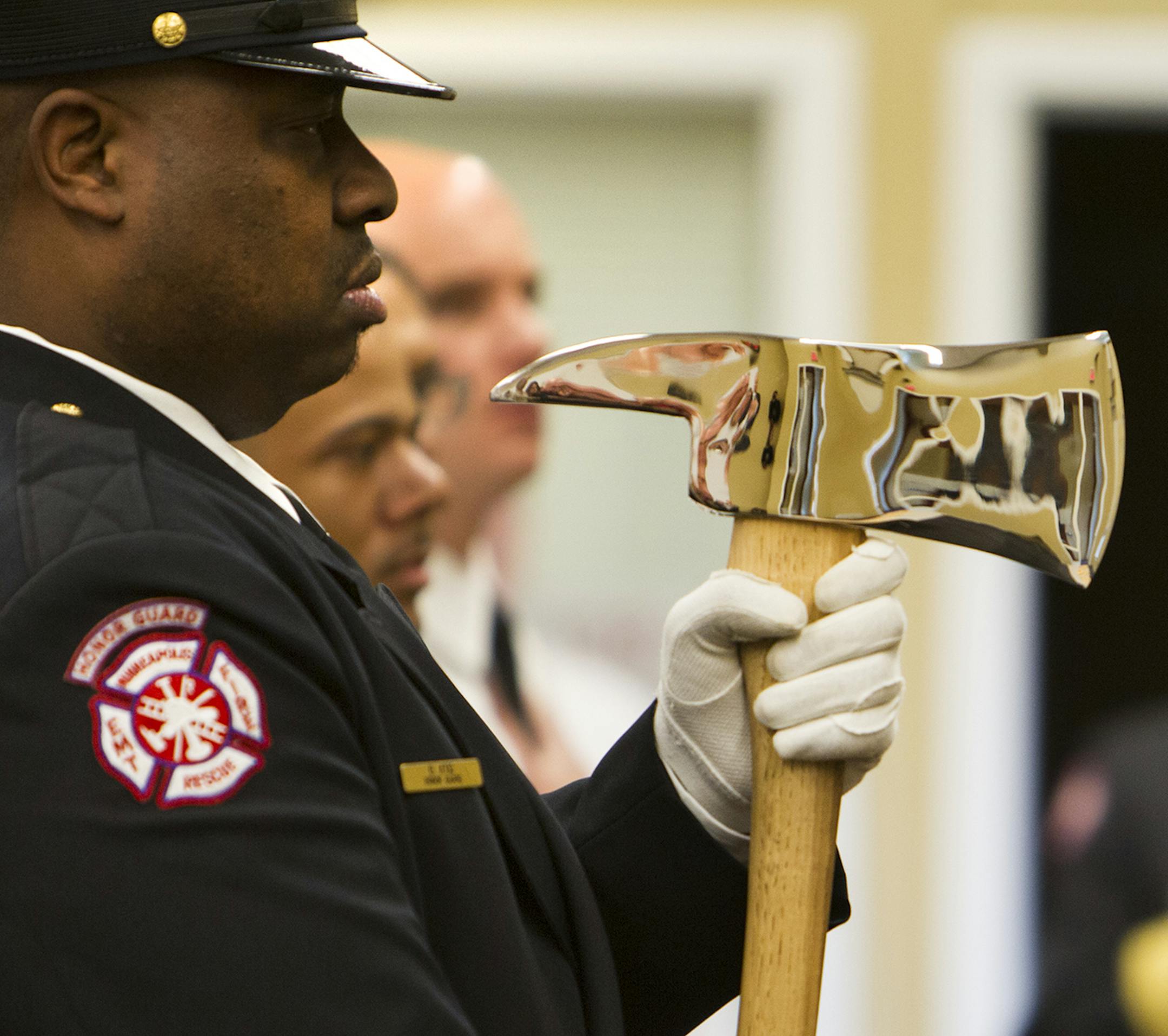 Bilal Atiq, left, led the color guard at the ceremony Thursday.