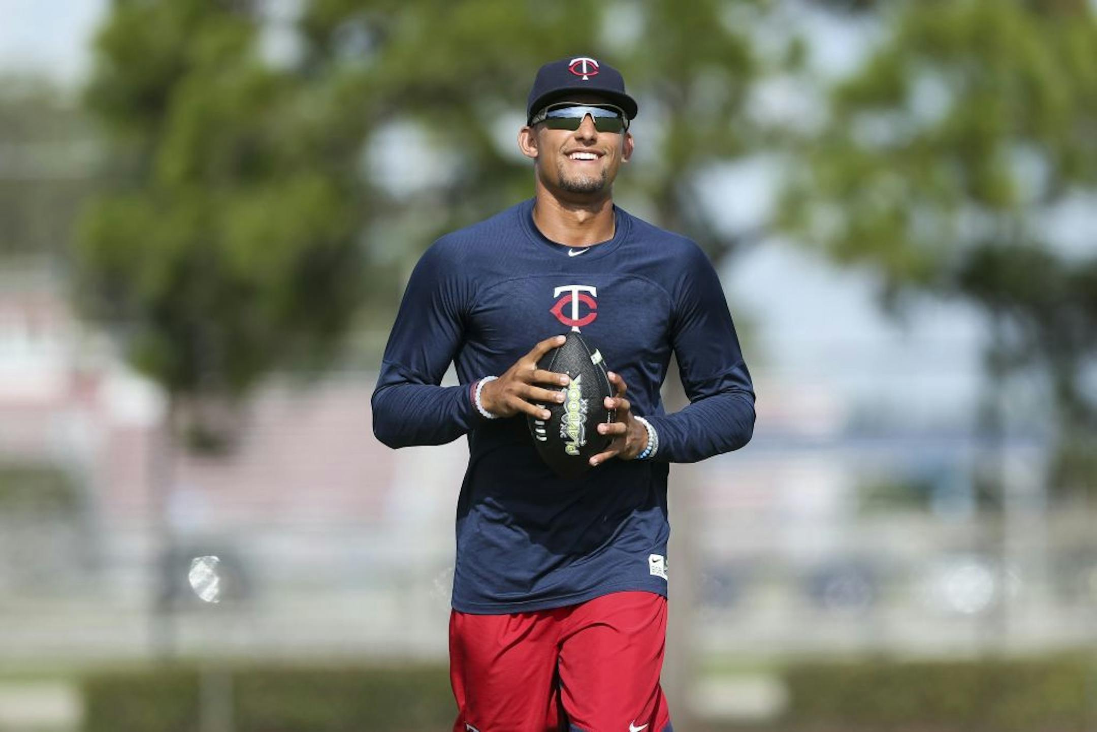 Minnesota Twins first overall pick Royce Lewis after a catch during a workout in Fort Myers, Fla. on Friday, July 14, 2017.