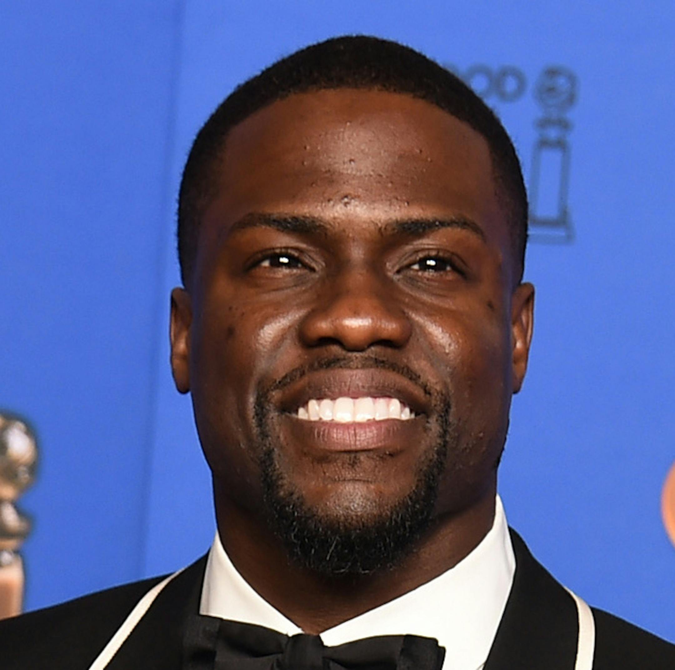 FILE - In this Jan. 11, 2015, file photo, presenter Kevin Hart poses in the press room at the 72nd annual Golden Globe Awards at the Beverly Hilton Hotel in Beverly Hills, Calif. Hart and Nicki Minaj will headline the events leading to the BET Awards, the network announced Tuesday, Feb. 3, 2015. The 2015 BET Awards will take place June 28 at the Staples Center, in Los Angeles. (Photo by Jordan Strauss/Invision/AP, File)