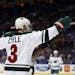 Charlie Coyle celebrated after scoring for the Wild on Wednesday night in St. Louis. Associated Press photo by Jeff Roberson