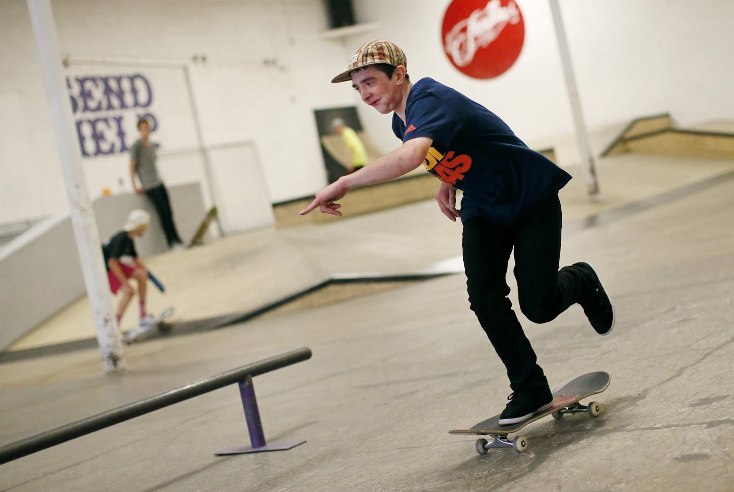 Alec Olson 18, enjoyed skate boarding at Famalia Skatepark Tuesday June 16, 2015 in Minneapolis, MN.] Jerry Holt/ Jerry.Holt@Startribune.com